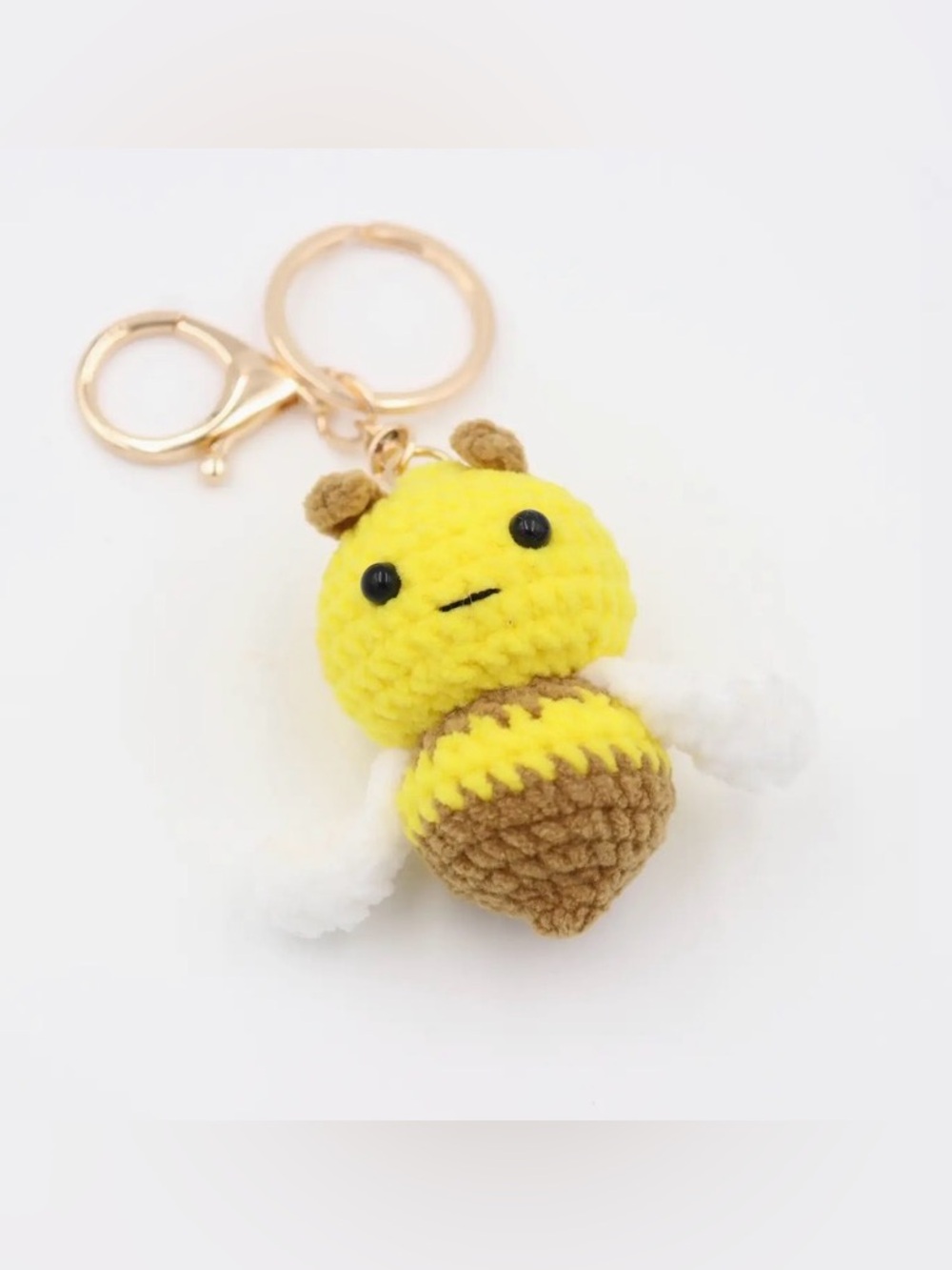Cute Yellow Bee Crochet Keychain Charm
